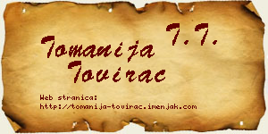 Tomanija Tovirac vizit kartica